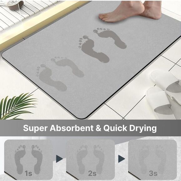 NWT Bath Mat Rubber Non Slip Absorbent Quick Dry Bathroom 16” x 24” DARK GRAY - Picture 4 of 8